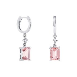 Pendientes Oro Blanco 18kts Rectangulo Argyor MRM 8x6mm (18)79B0301DB3 Topacios Rosa Diamantes