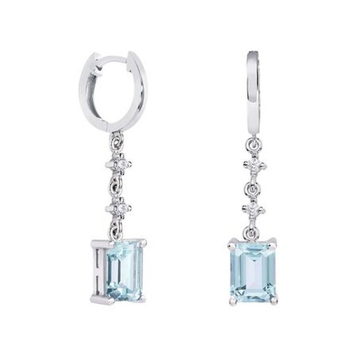 Pendientes Oro Blanco 18kts Rectangulo Argyor MRM 8x6mm (18)79B0302DB2 Topacios Azul Diamantes