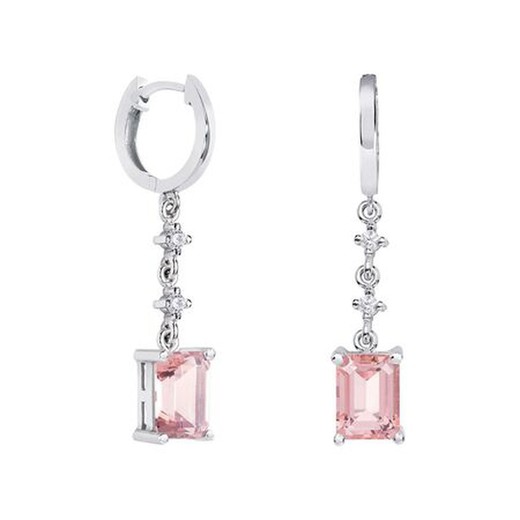 Pendientes Oro Blanco 18kts Rectangulo Argyor MRM 8x6mm (18)79B0302DB3 Topacios Rosa Diamantes