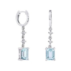 Pendientes Oro Blanco 18kts Rectangulo Argyor MRM 8x6mm (18)79B0302TB2 Topacios Azul