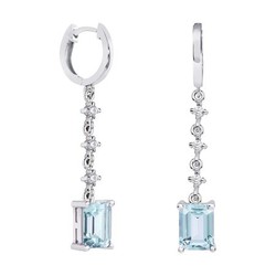 Pendientes Oro Blanco 18kts Rectangulo Argyor MRM 8x6mm (18)79B0303DB2 Topacios Azul