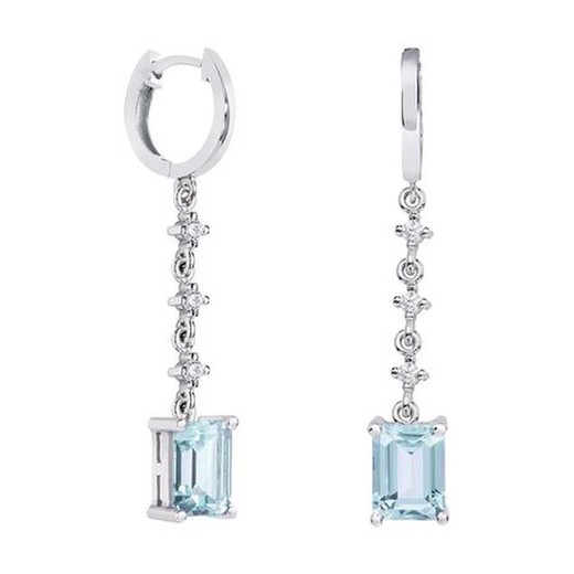 Pendientes Oro Blanco 18kts Rectangulo Argyor MRM 8x6mm (18)79B0303DB2 Topacios Azul