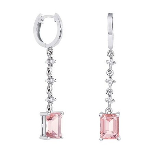 Pendientes Oro Blanco 18kts Rectangulo Argyor MRM 8x6mm (18)79B0303DB3 Topacios Rosa