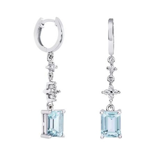 Pendientes Oro Blanco 18kts Rectangulo Argyor MRM 8x6mm (18)79B0304DB2 Topacios Azul Diamantes