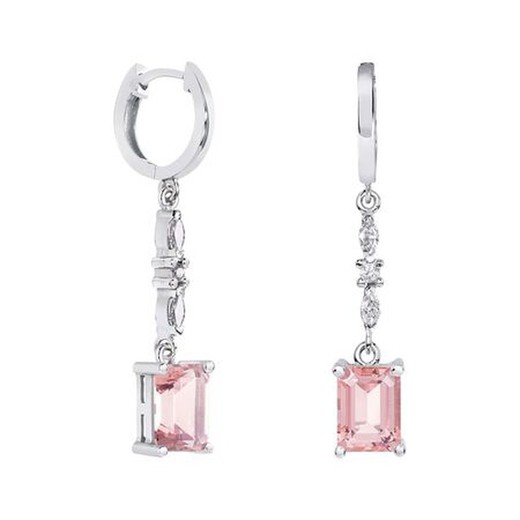 Pendientes Oro Blanco 18kts Rectangulo Argyor MRM 8x6mm (18)79B0305TB3 Topacios Rosa