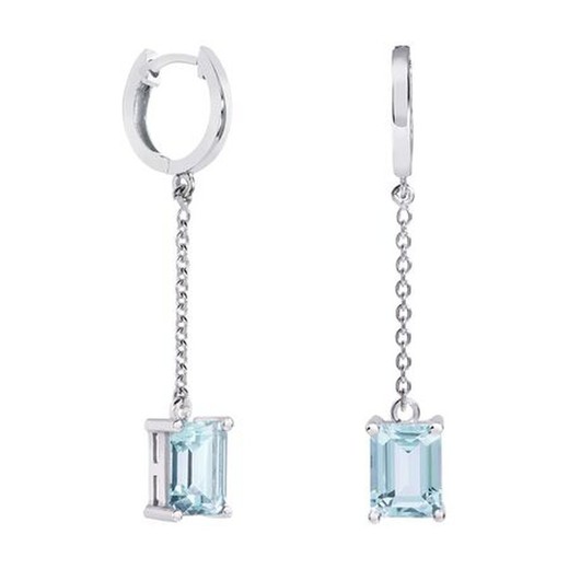 Pendientes Oro Blanco 18kts Rectangulo Argyor MRM 8x6mm (18)79B0307NB2 Topacios Azul