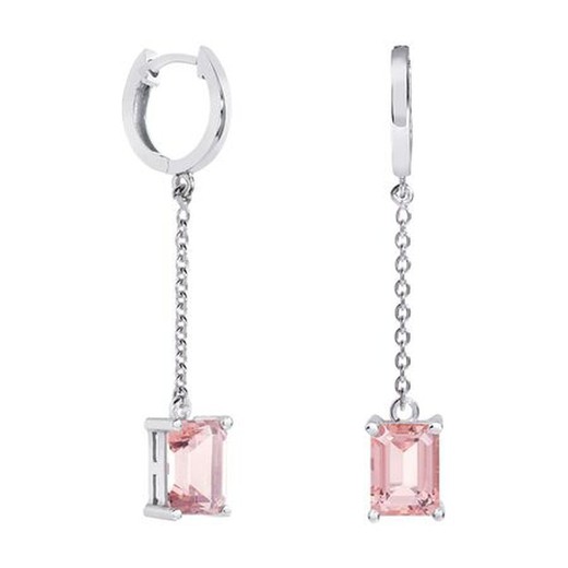 Pendientes Oro Blanco 18kts Rectangulo Argyor MRM 8x6mm (18)79B0307NB3 Topacios Rosa