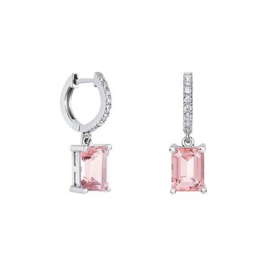 Pendientes Oro Blanco 18kts Rectangulo Argyor MRM 8x6mm (18)79B0400DB3 Topacios Rosa Diamantes