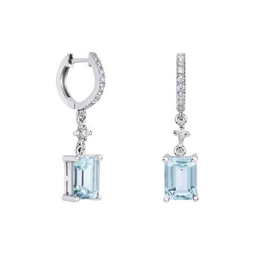 Pendientes Oro Blanco 18kts Rectangulo Argyor MRM 8x6mm (18)79B0401DB2 Topacios Azul Diamantes