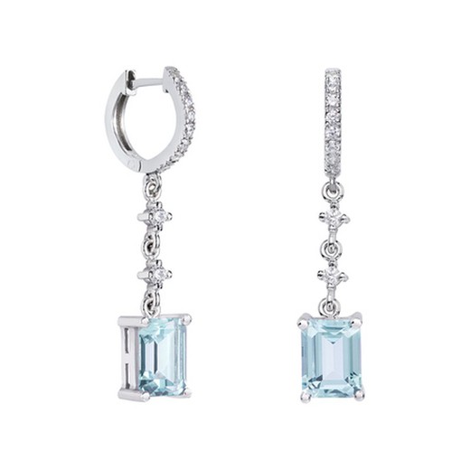 Pendientes Oro Blanco 18kts Rectangulo Argyor MRM 8x6mm (18)79B0402DB2 Topacios Azul Diamantes