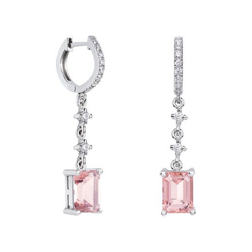 Pendientes Oro Blanco 18kts Rectangulo Argyor MRM 8x6mm (18)79B0402DB3 Topacios Rosa Diamantes