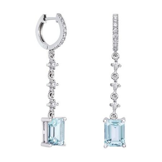 Pendientes Oro Blanco 18kts Rectangulo Argyor MRM 8x6mm (18)79B0403TB2 Topacios Azul Diamantes