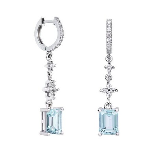 Pendientes Oro Blanco 18kts Rectangulo Argyor MRM 8x6mm (18)79B0404DB2 Topacios Azul Diamantes