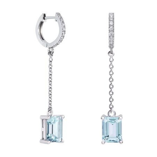 Pendientes Oro Blanco 18kts Rectangulo Argyor MRM 8x6mm (18)79B0407TB2 Topacios Azul