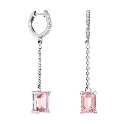 Pendientes Oro Blanco 18kts Rectangulo Argyor MRM 8x6mm (18)79B0407TB3 Topacios Rosa