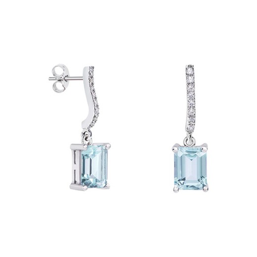 Pendientes Oro Blanco 18kts Rectangulo Argyor MRM 8x6mm (18)79B0500DB2 Topacios Azul Diamantes