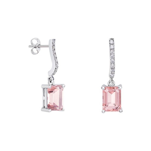 Pendientes Oro Blanco 18kts Rectangulo Argyor MRM 8x6mm (18)79B0500DB3 Topacios Rosa Diamantes