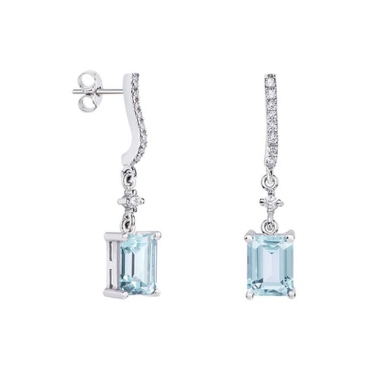 Pendientes Oro Blanco 18kts Rectangulo Argyor MRM 8x6mm (18)79B0501DB2 Topacios Azul Diamantes