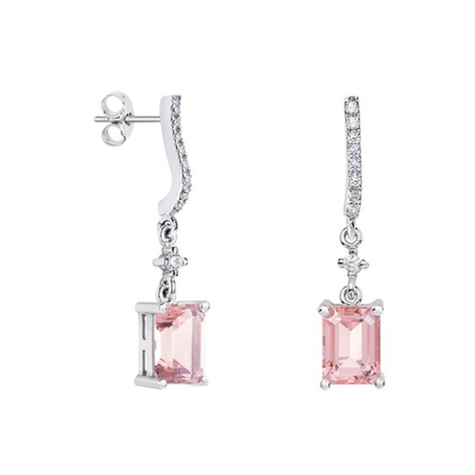 Pendientes Oro Blanco 18kts Rectangulo Argyor MRM 8x6mm (18)79B0501DB3 Topacios Rosa Diamantes