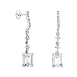 Pendientes Oro Blanco 18kts Rectangulo Argyor MRM 8x6mm (18)79B0502DB1 Topacios Blanco Diamantes