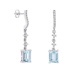 Pendientes Oro Blanco 18kts Rectangulo Argyor MRM 8x6mm (18)79B0502DB2 Topacios Azul Diamantes