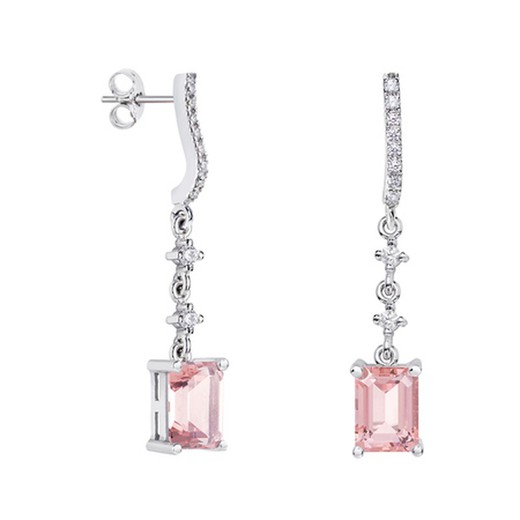 Pendientes Oro Blanco 18kts Rectangulo Argyor MRM 8x6mm (18)79B0502DB3 Topacios Rosa Diamantes