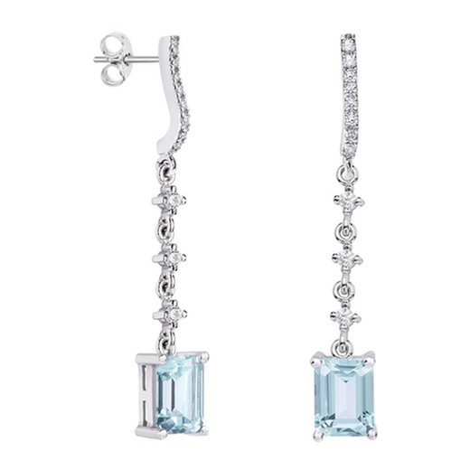 Pendientes Oro Blanco 18kts Rectangulo Argyor MRM 8x6mm (18)79B0503DB2 Topacios Azul Diamantes