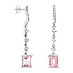 Pendientes Oro Blanco 18kts Rectangulo Argyor MRM 8x6mm (18)79B0503DB3 Topacios Rosa Diamantes