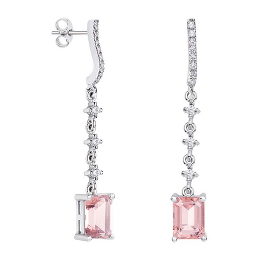 Pendientes Oro Blanco 18kts Rectangulo Argyor MRM 8x6mm (18)79B0503DB3 Topacios Rosa Diamantes