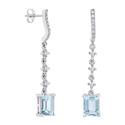 Pendientes Oro Blanco 18kts Rectangulo Argyor MRM 8x6mm (18)79B0503TB2 Topacios Azul Diamantes