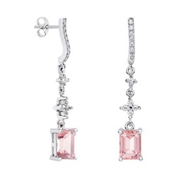 Pendientes Oro Blanco 18kts Rectangulo Argyor MRM 8x6mm (18)79B0504DB3 Topacios Rosa Diamantes