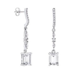 Pendientes Oro Blanco 18kts Rectangulo Argyor MRM 8x6mm (18)79B0505TB1 Topacios Blanco Diamantes