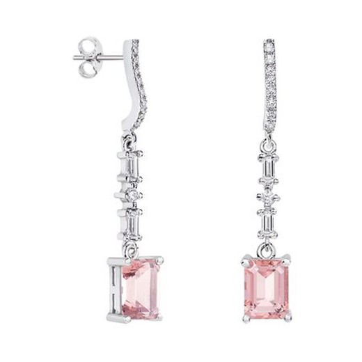 Pendientes Oro Blanco 18kts Rectangulo Argyor MRM 8x6mm (18)79B0506DB3 Topacios Rosa Diamantes