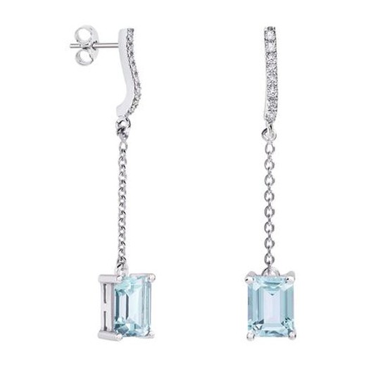 Pendientes Oro Blanco 18kts Rectangulo Argyor MRM 8x6mm (18)79B0507TB2 Topacios Azul