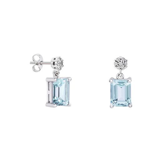 Pendientes Oro Blanco 18kts Rectangulo Argyor MRM 8x6mm (18)79B0600DB2 Topacios Azul Diamantes