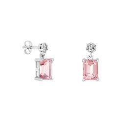 Pendientes Oro Blanco 18kts Rectangulo Argyor MRM 8x6mm (18)79B0600DB3 Topacios Rosa Diamantes