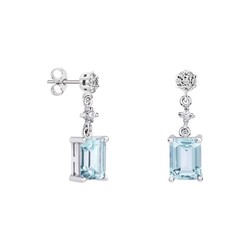 Pendientes Oro Blanco 18kts Rectangulo Argyor MRM 8x6mm (18)79B0601DB2 Topacios Azul Diamantes