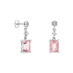 Pendientes Oro Blanco 18kts Rectangulo Argyor MRM 8x6mm (18)79B0601DB3 Topacios Rosa Diamantes