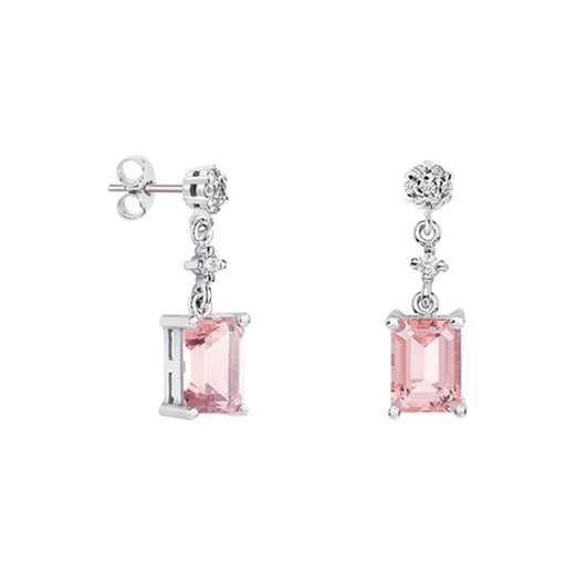 Pendientes Oro Blanco 18kts Rectangulo Argyor MRM 8x6mm (18)79B0601DB3 Topacios Rosa Diamantes