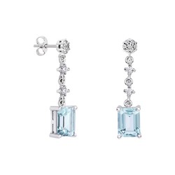 Pendientes Oro Blanco 18kts Rectangulo Argyor MRM 8x6mm (18)79B0602DB2 Topacios Azul Diamantes