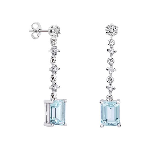 Pendientes Oro Blanco 18kts Rectangulo Argyor MRM 8x6mm (18)79B0603TB2 Topacios Azul