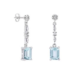 Pendientes Oro Blanco 18kts Rectangulo Argyor MRM 8x6mm (18)79B0605DB2 Topacios Azul Diamantes