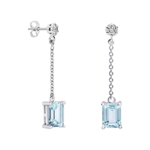 Pendientes Oro Blanco 18kts Rectangulo Argyor MRM 8x6mm (18)79B0607DB2 Topacios Azul Diamantes