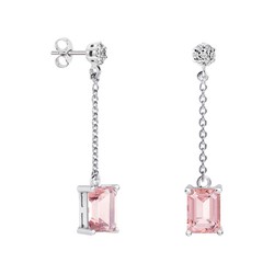 Pendientes Oro Blanco 18kts Rectangulo Argyor MRM 8x6mm (18)79B0607DB3 Topacios Rosa Diamantes