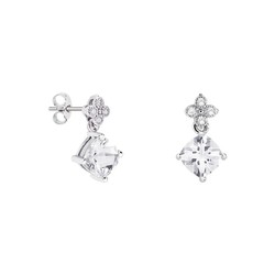 Pendientes Oro Blanco 18kts Rombo Argyor MRM 7x7mm (18)79B0100DC1 Diamantes Topacio Blanco