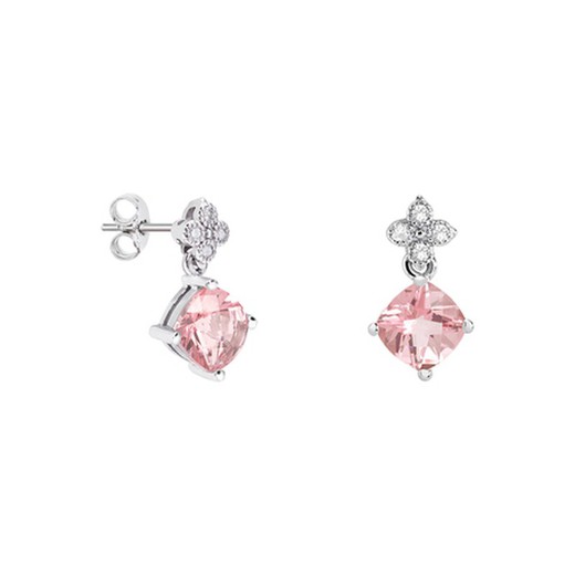 Pendientes Oro Blanco 18kts Rombo Argyor MRM 7x7mm (18)79B0100DC3 Diamantes Topacio Rosa