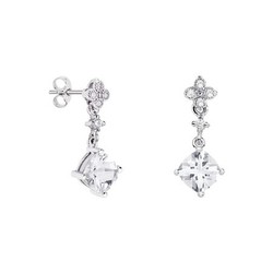 Pendientes Oro Blanco 18kts Rombo Argyor MRM 7x7mm (18)79B0101DC1 Diamantes Topacio Blanco