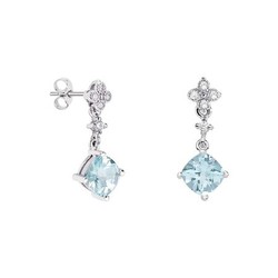 Pendientes Oro Blanco 18kts Rombo Argyor MRM 7x7mm (18)79B0101DC2 Diamantes Topacio Azul