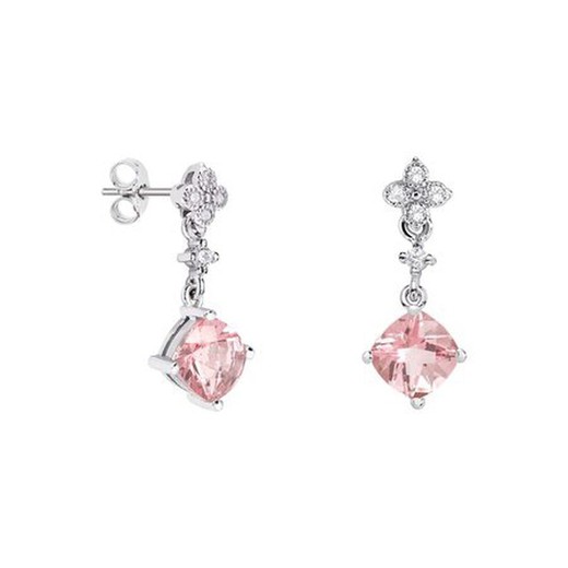 Pendientes Oro Blanco 18kts Rombo Argyor MRM 7x7mm (18)79B0101DC3 Diamantes Topacio Rosa