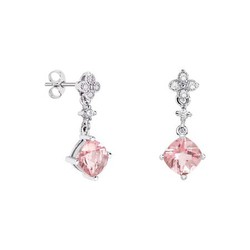 Pendientes Oro Blanco 18kts Rombo Argyor MRM 7x7mm (18)79B0101TC3 Topacios Rosa